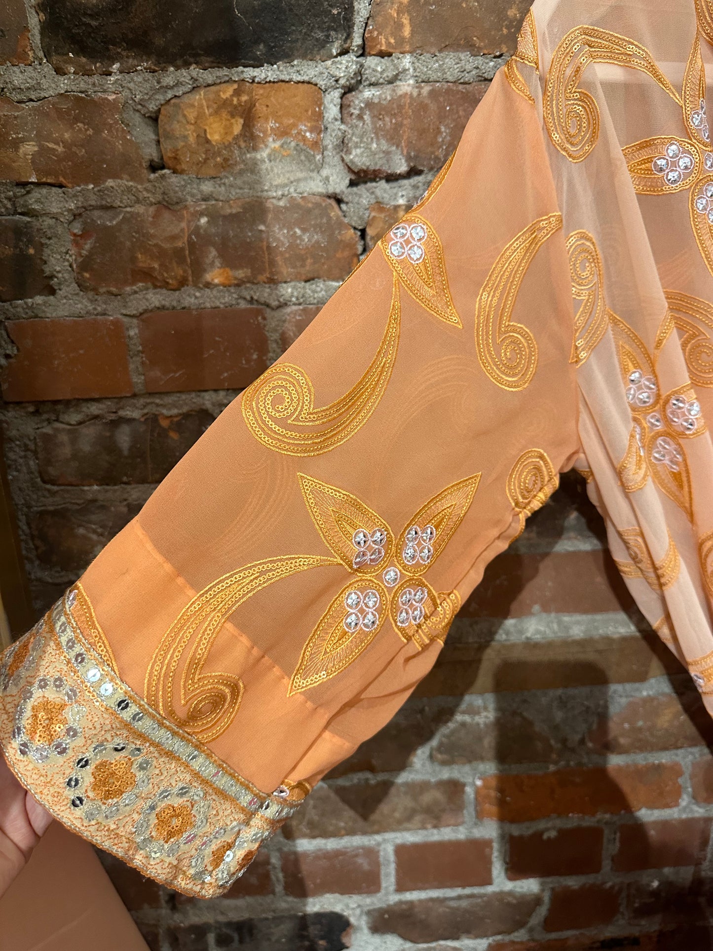 Vintage Hand beaded kimono - peach