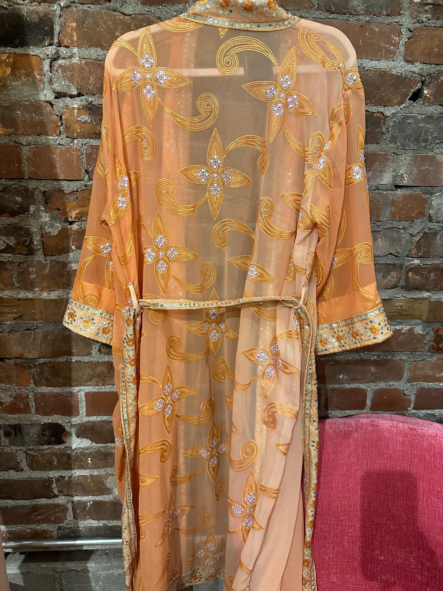 Vintage Hand beaded kimono - peach