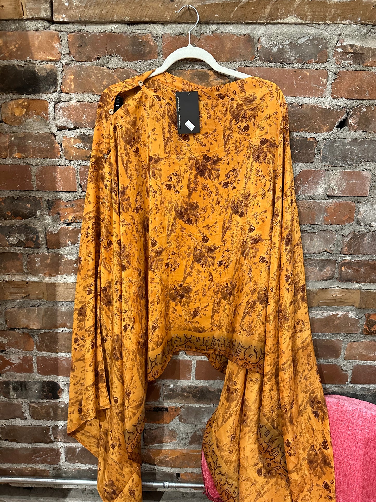 Vintage silk multi way cape-orange