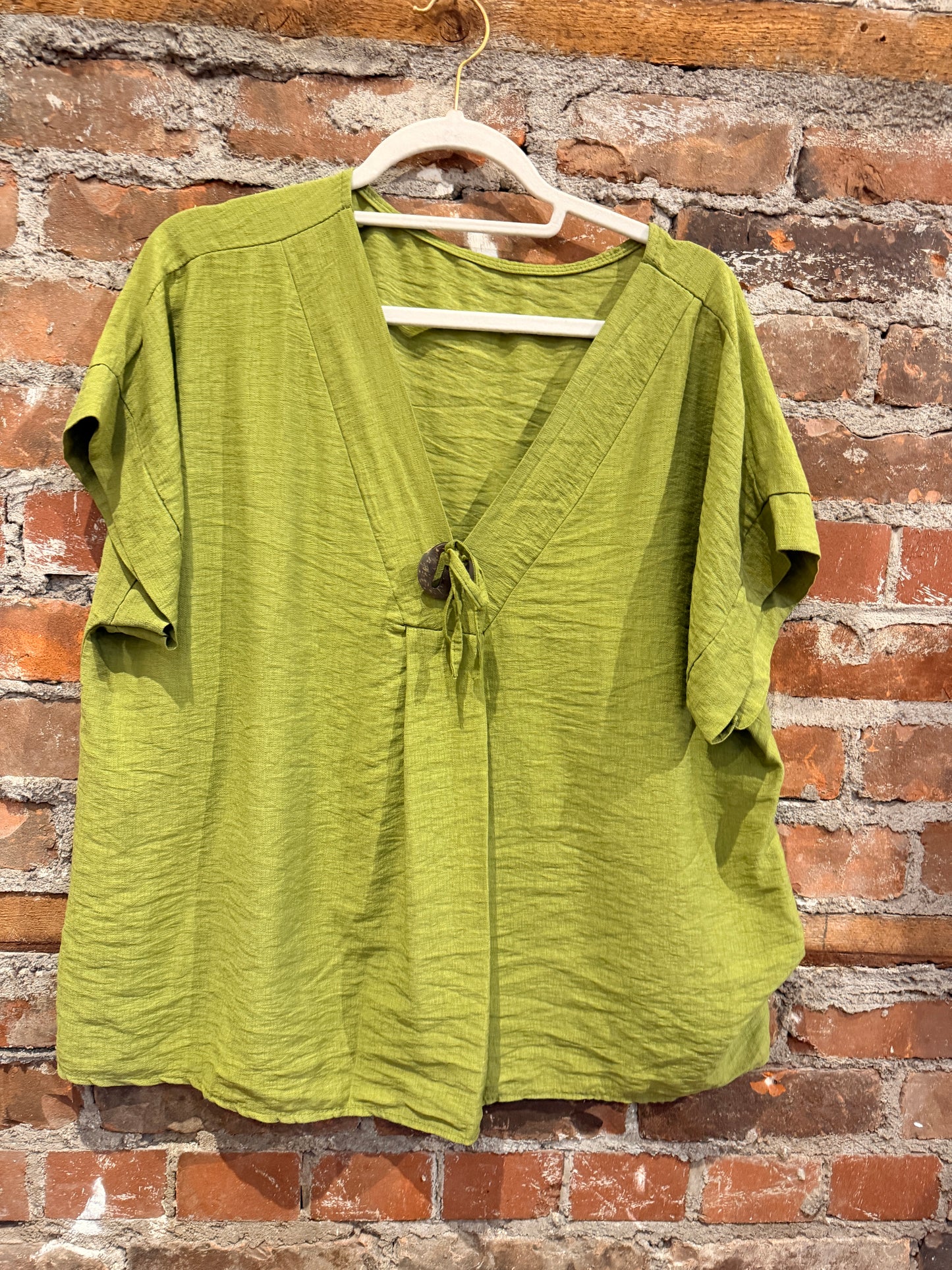 Silky v neck blouse -olive green