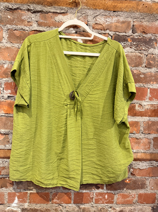 Silky v neck blouse -olive green