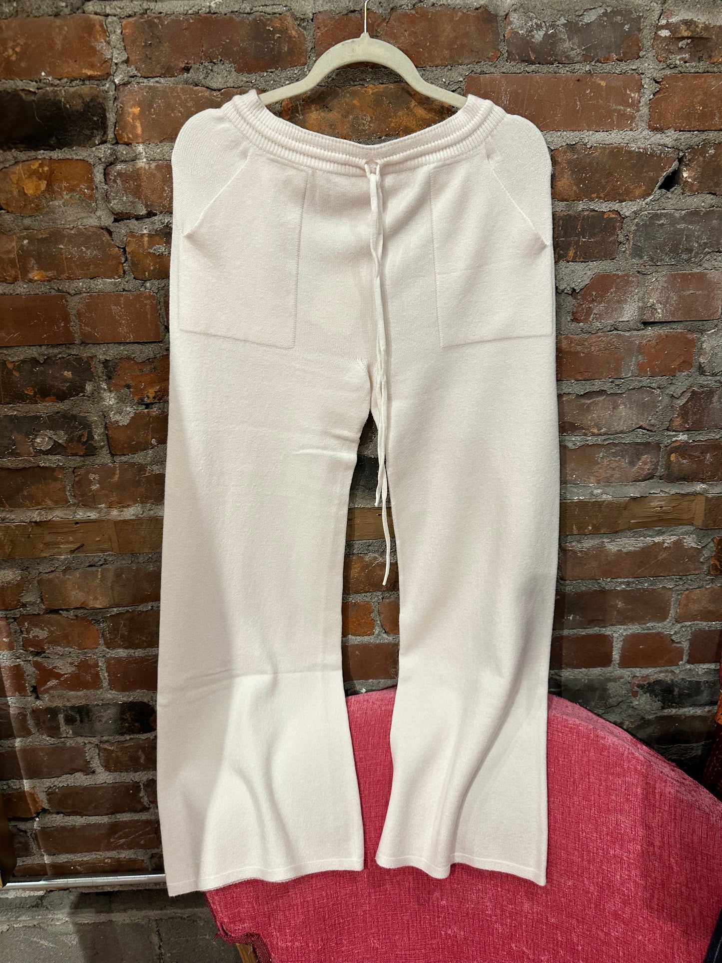 Asymmetrical cashmere feel trousers-cream