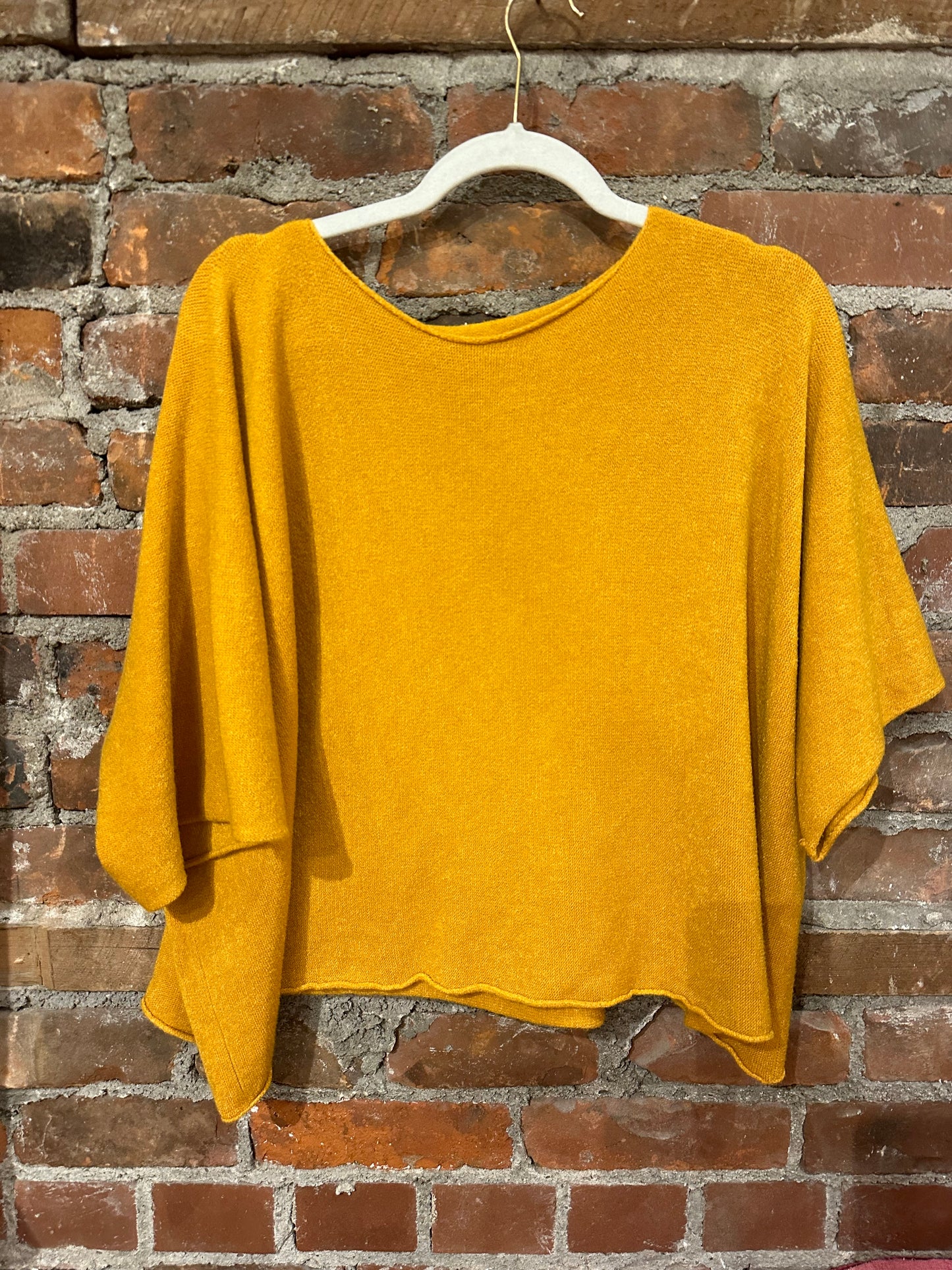 Velour ribbed kimono sweater  -mustard