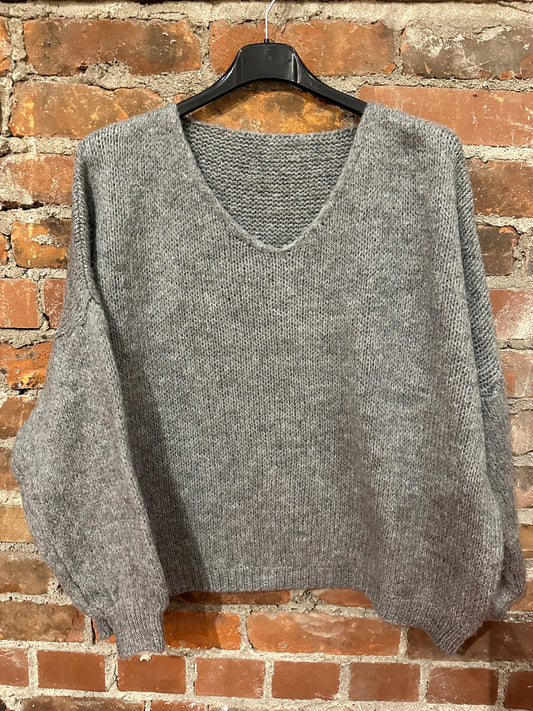 Chunky knit sweater -grey