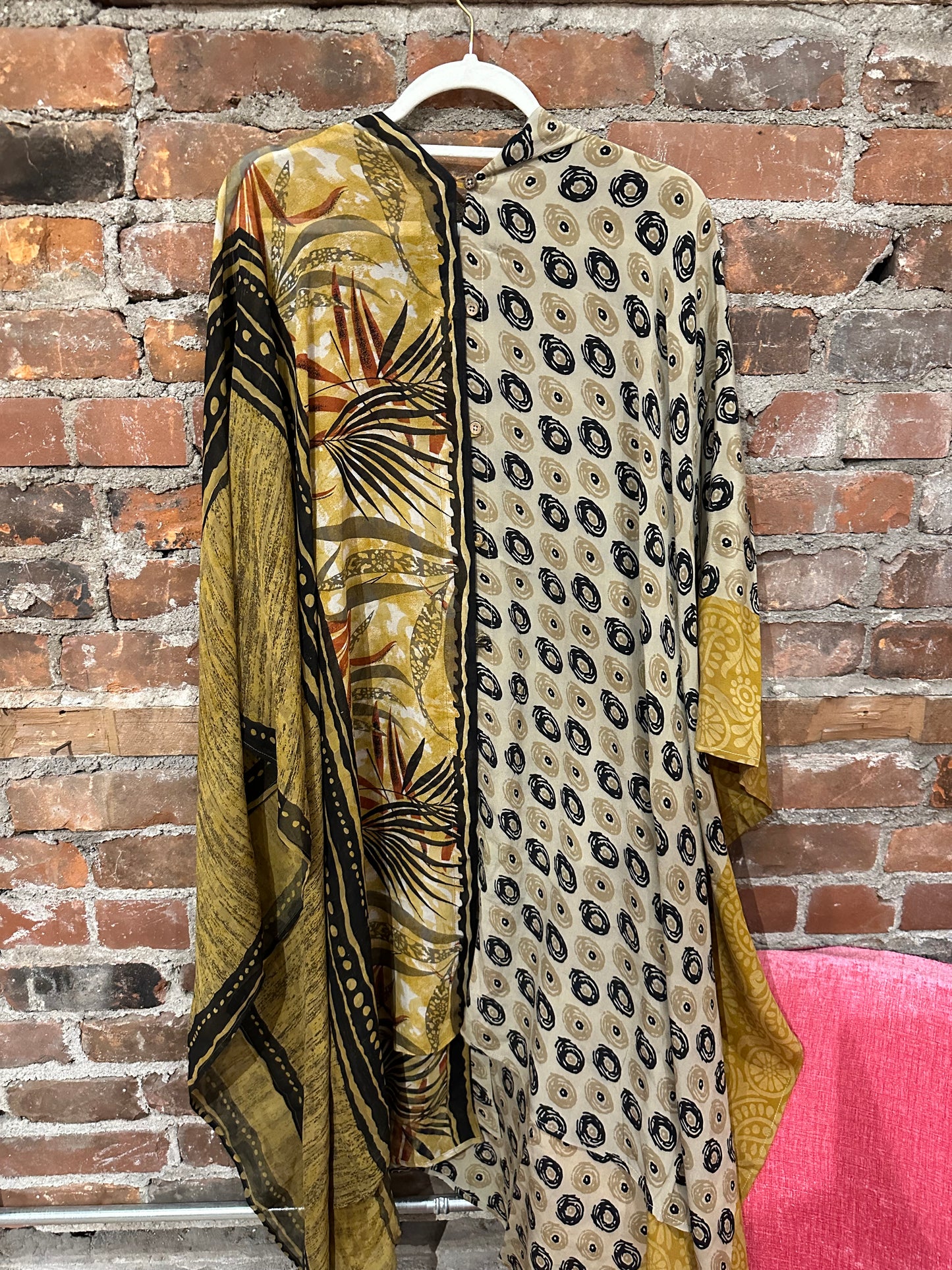 Vintage silk multi way cape- gold/mustard/black (Copy)