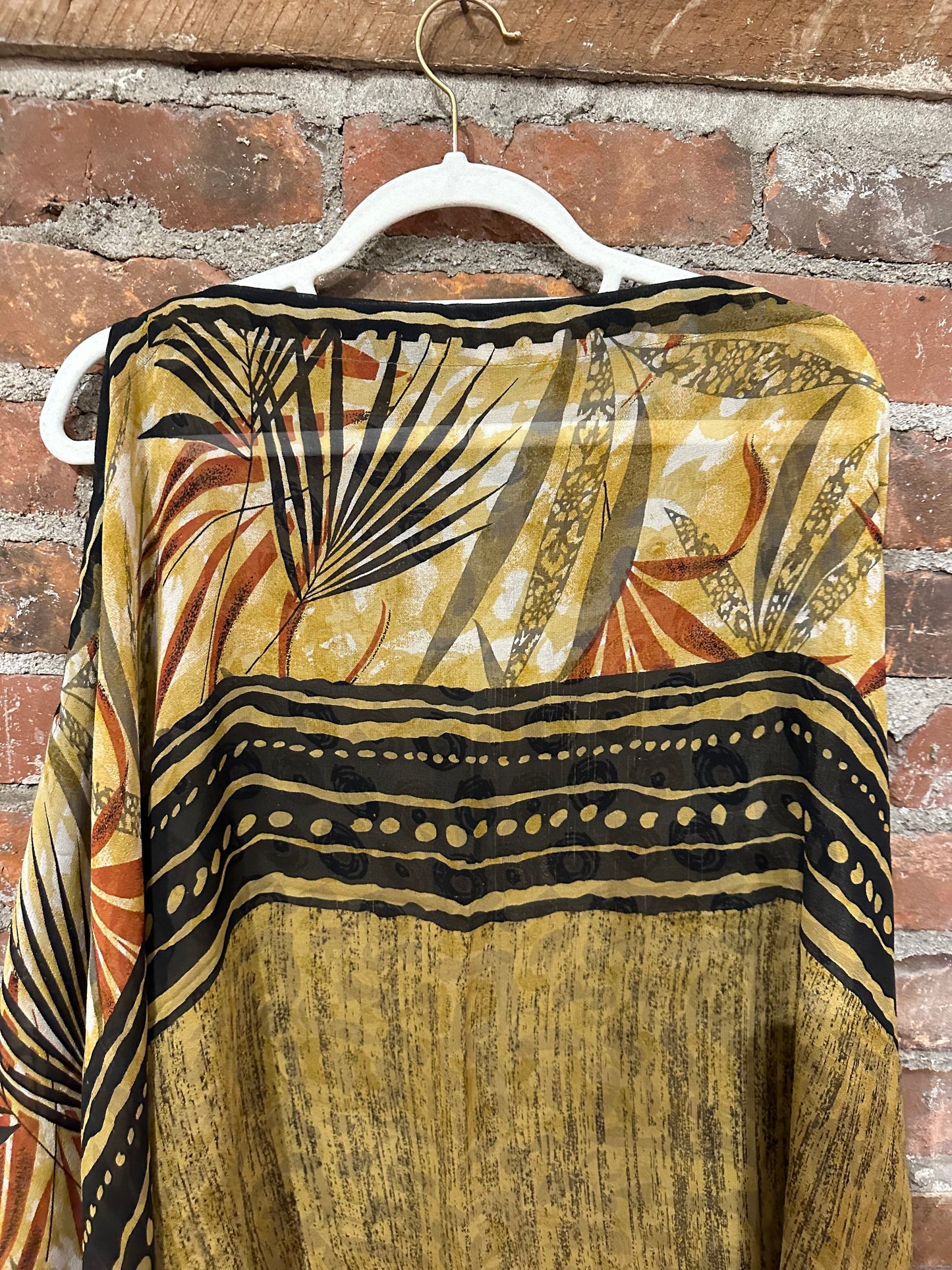 Vintage silk multi way cape- gold/mustard/black