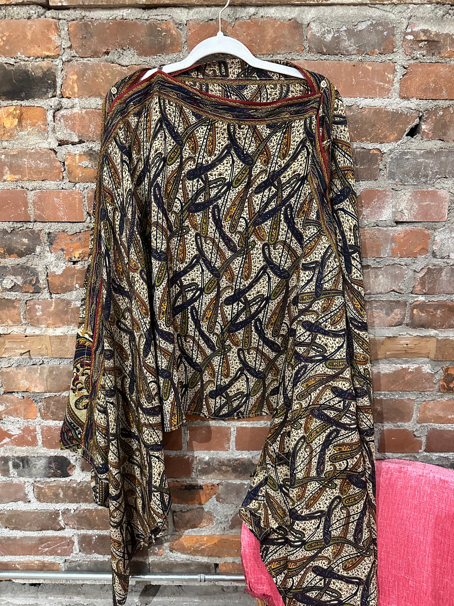 Vintage silk multi way cape- blue paisley