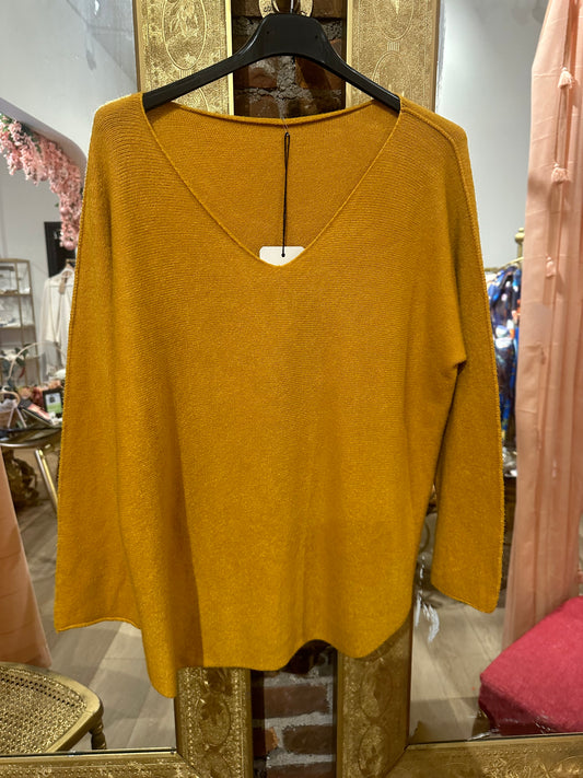 Cashmere feel sweater -  mustard