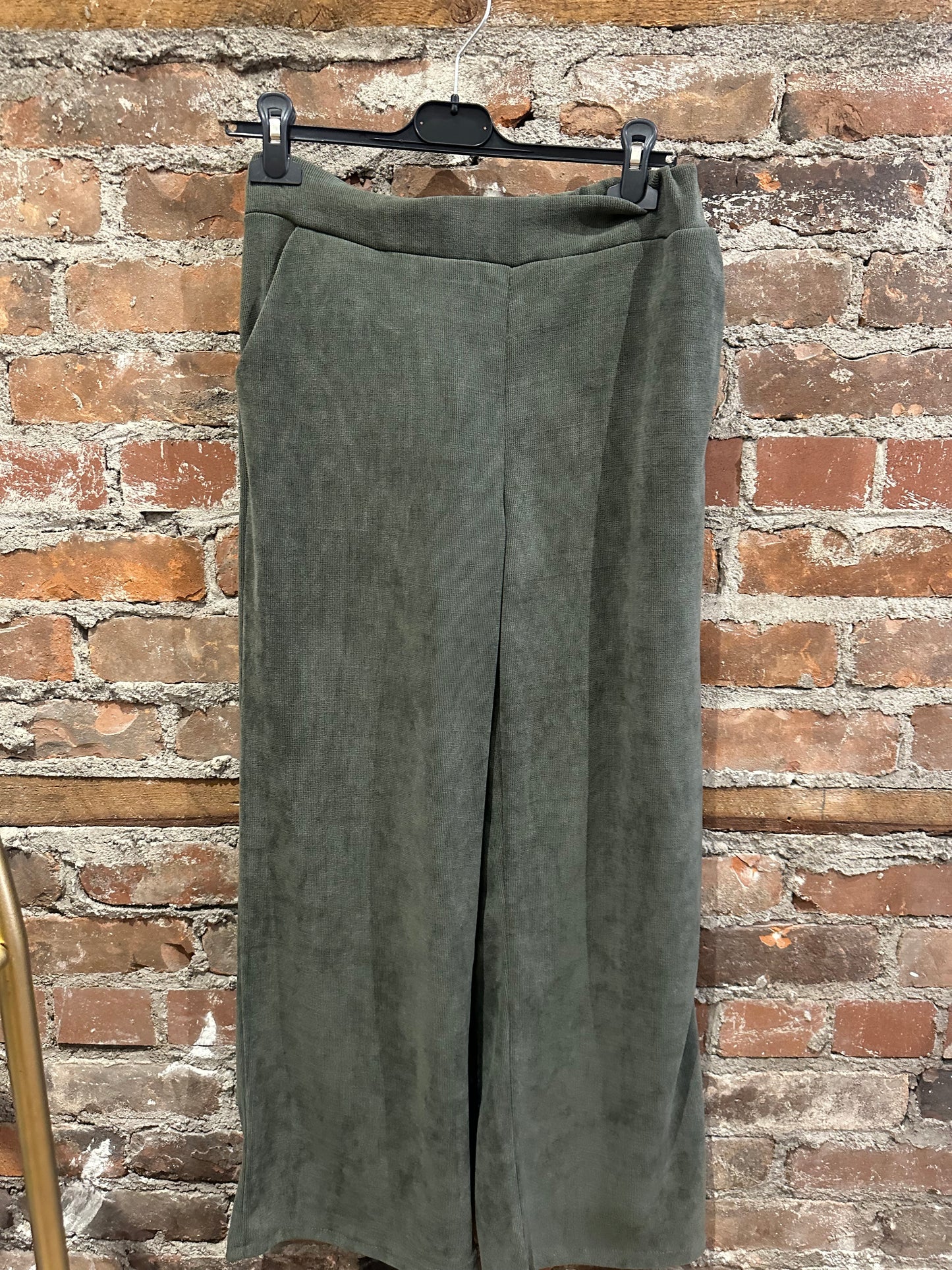 Army green velvet pants