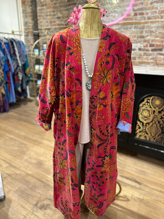 Velvet reversible opera coat - hot pink