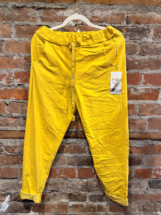 Magic Pants — Crinkle Narrow Leg — Mustard
