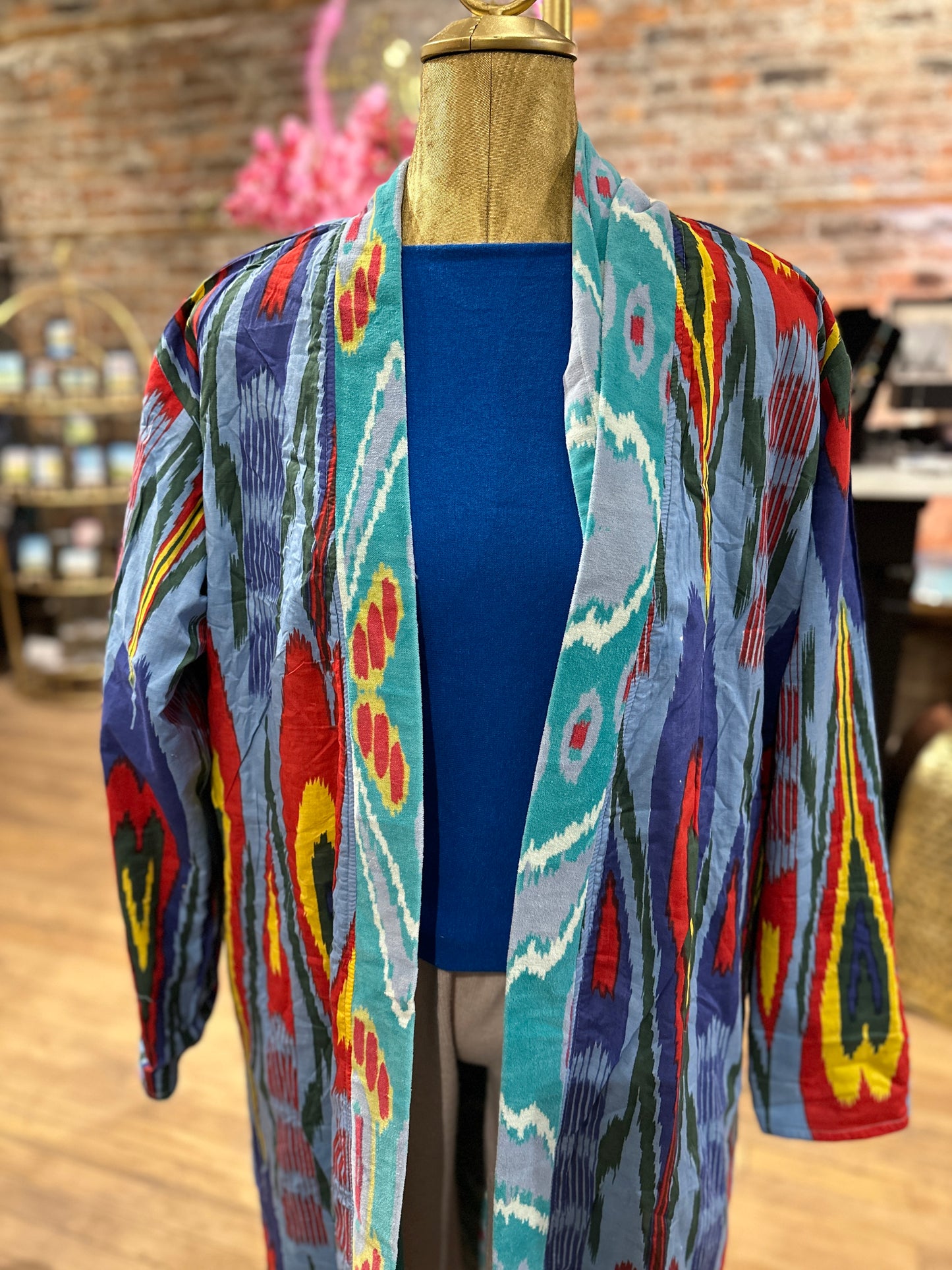 Velvet reversible opera coat -turquoise