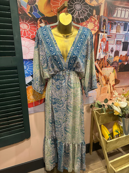 The lotus dress- mint/pink/blue