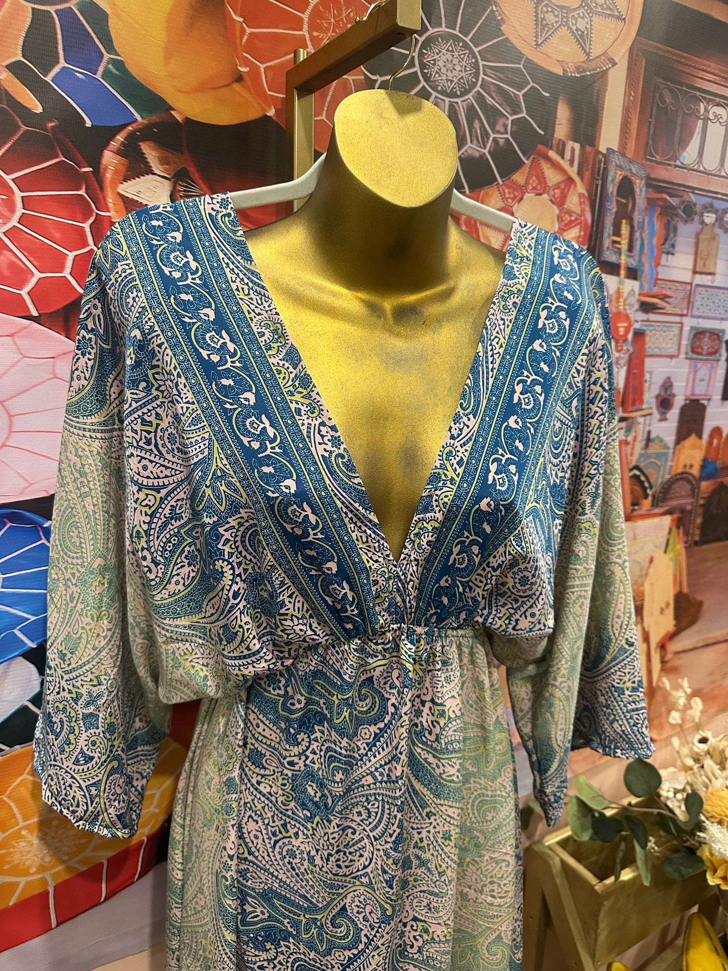 The lotus dress- mint/pink/blue