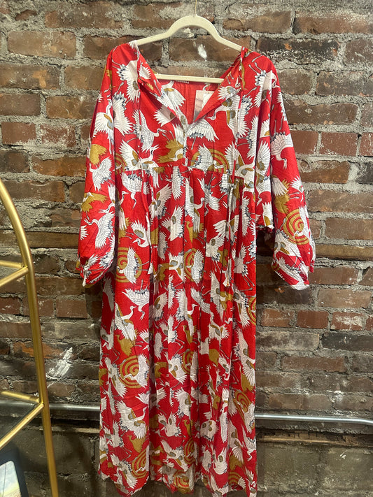 The Piper dress-Red cranes