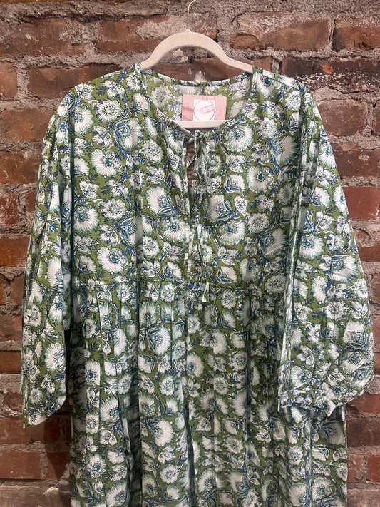 The Piper dress-olive/blue