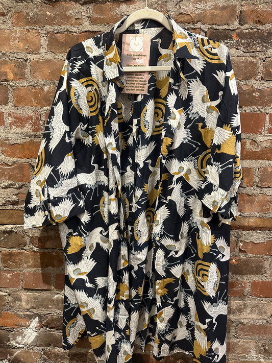 The shirt  dress-black bird print