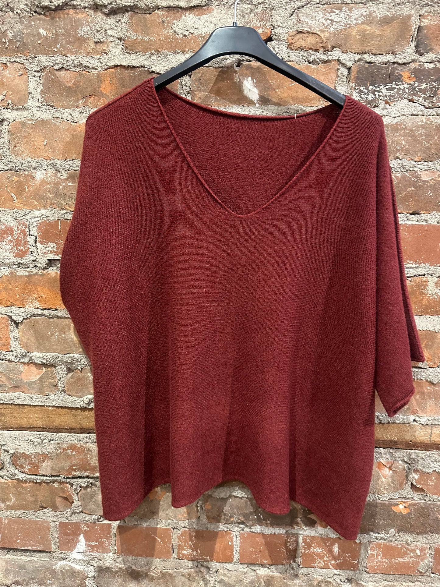Cashmere feel kimono sweater-Burgandy