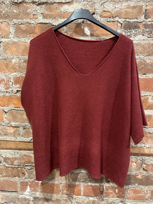 Cashmere feel kimono sweater-Burgandy