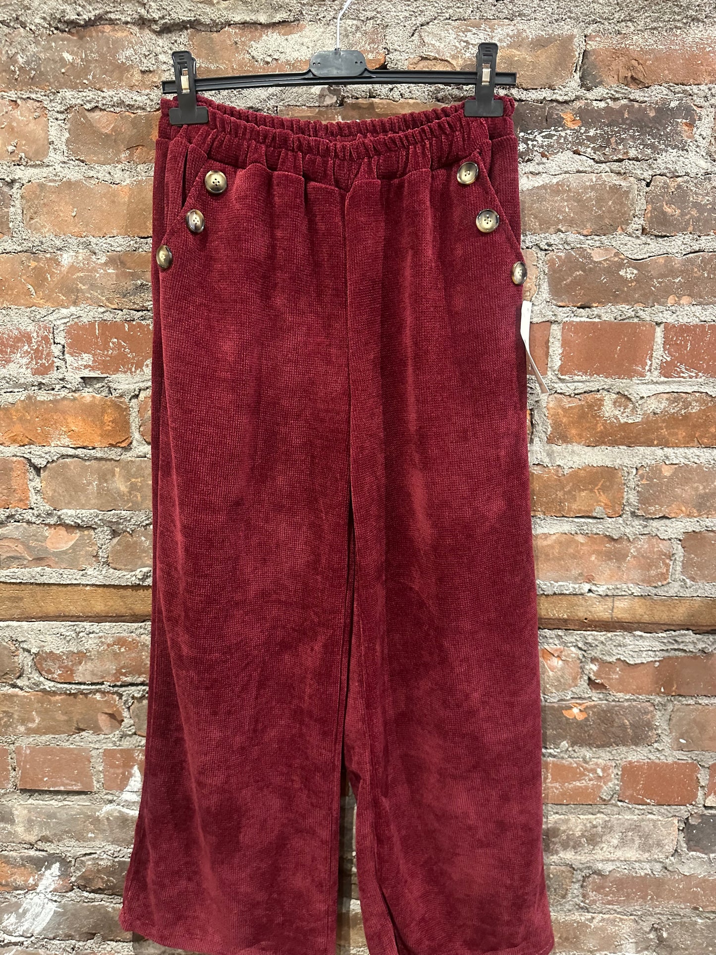Velour pants -burgundy