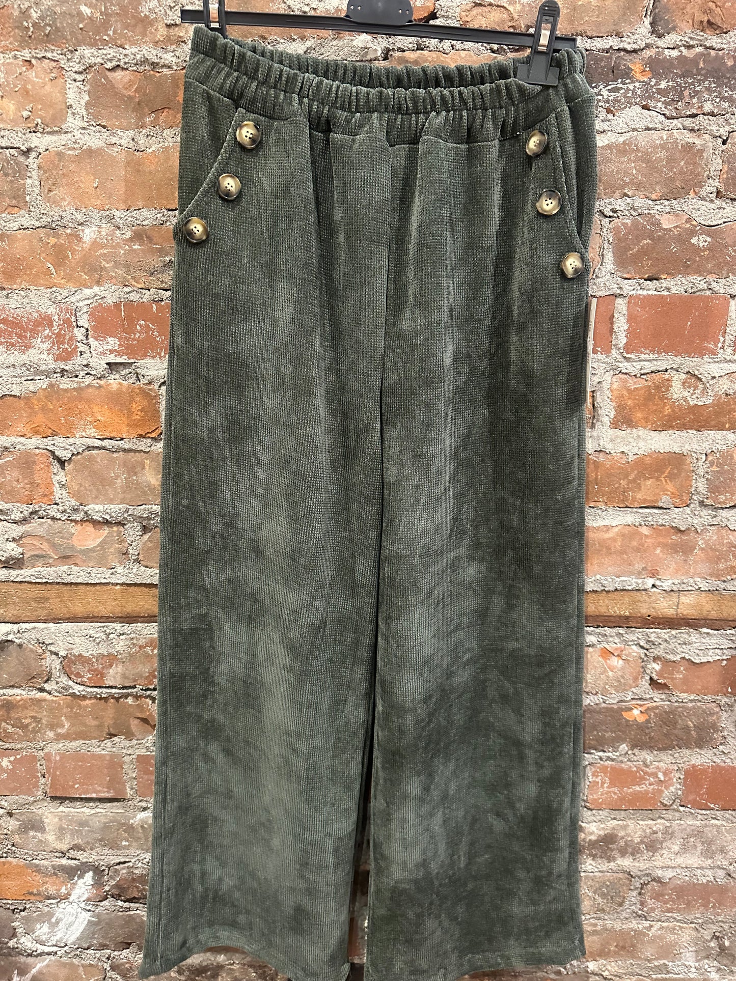 Velour pants -army green