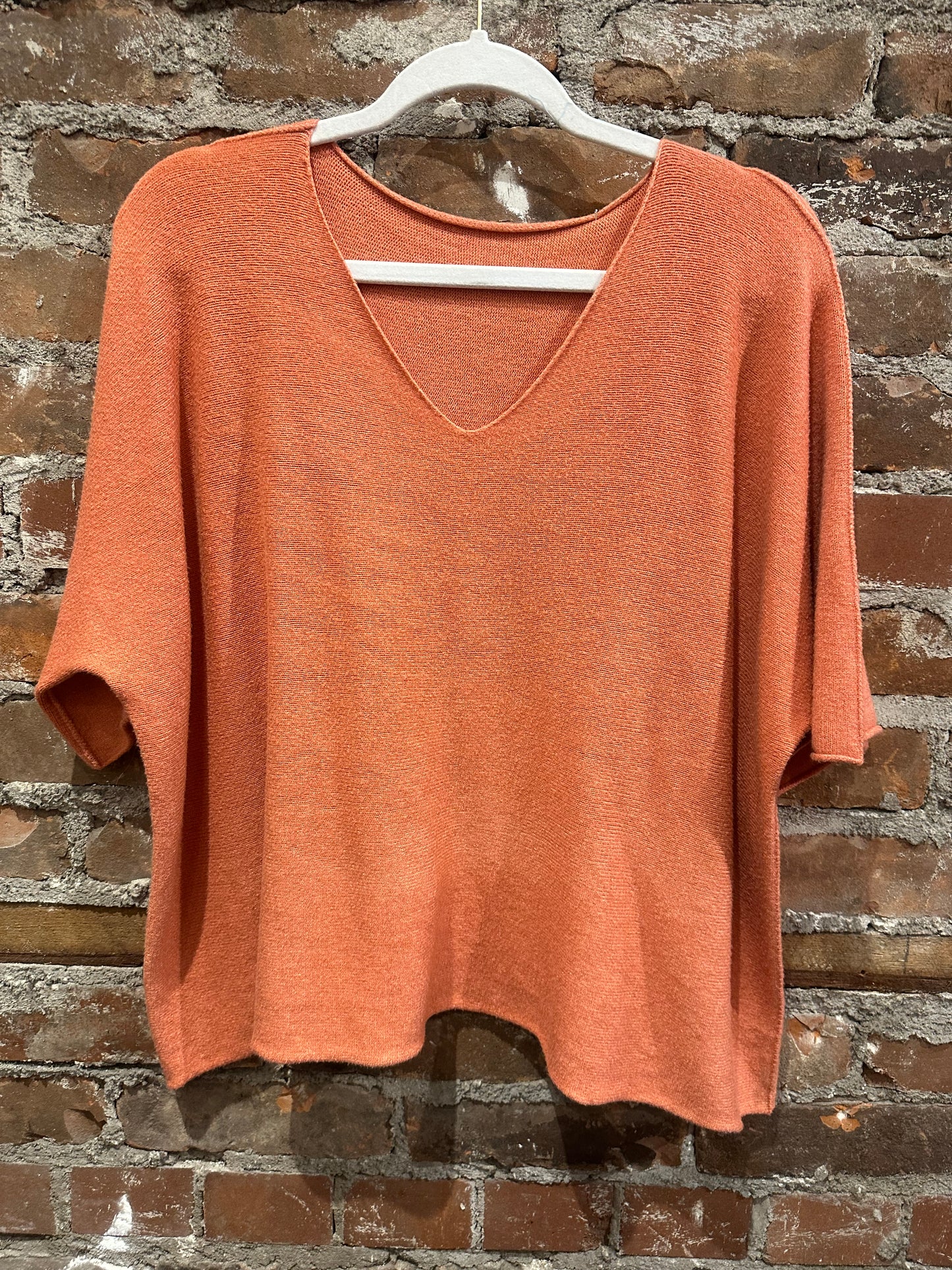 Cashmere feel kimono sweater- Rust