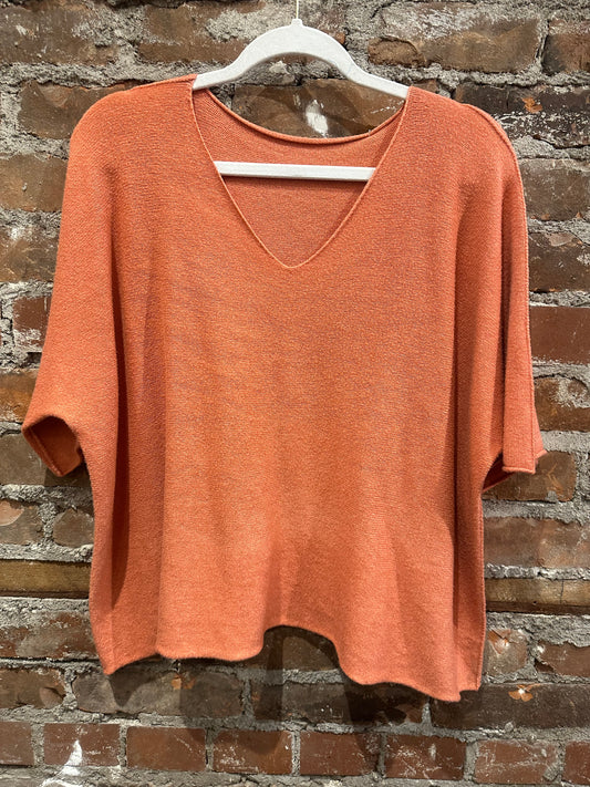 Cashmere feel kimono sweater- Rust