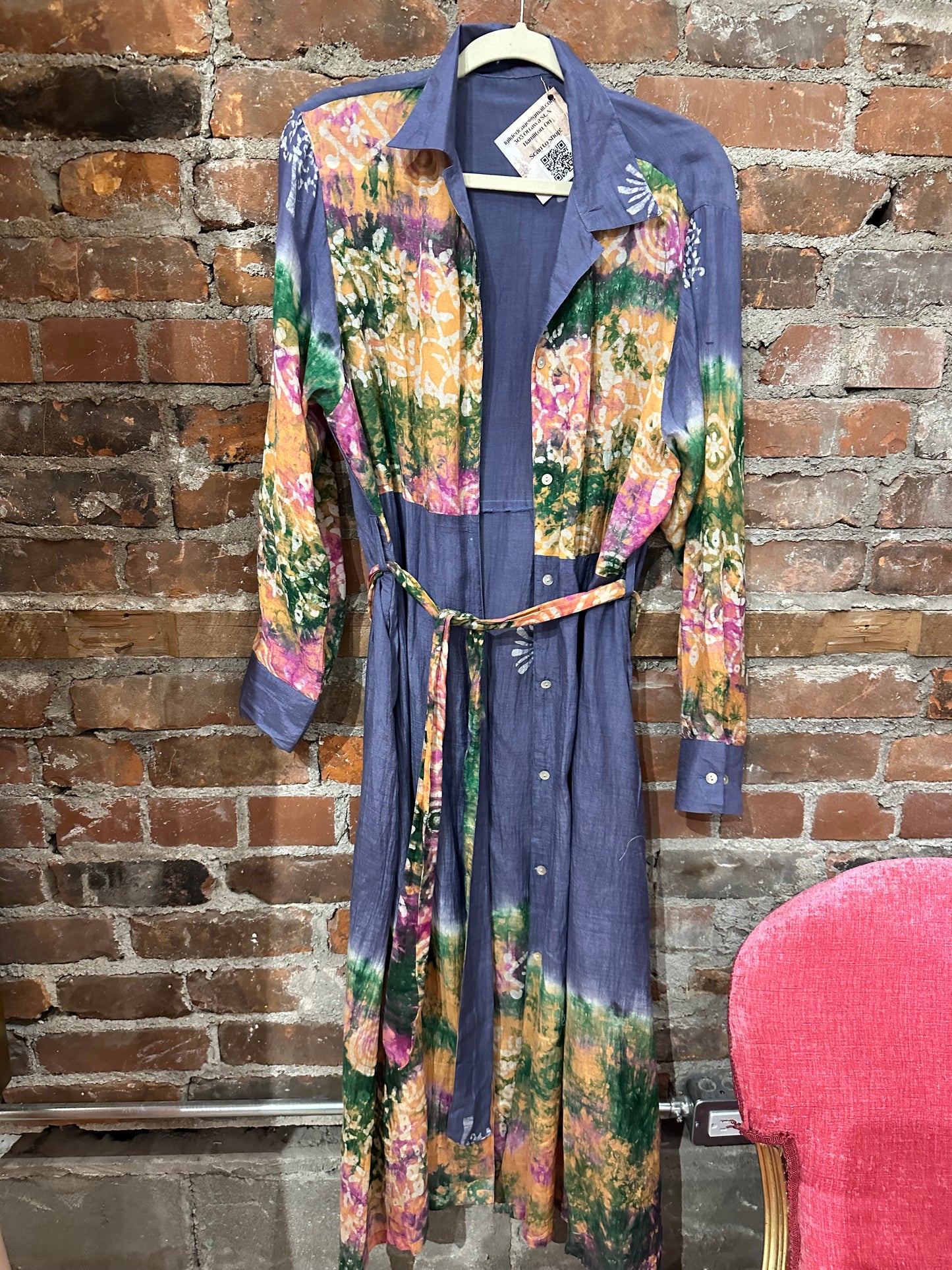 A line maxi shirt dress -lavender/tie dye