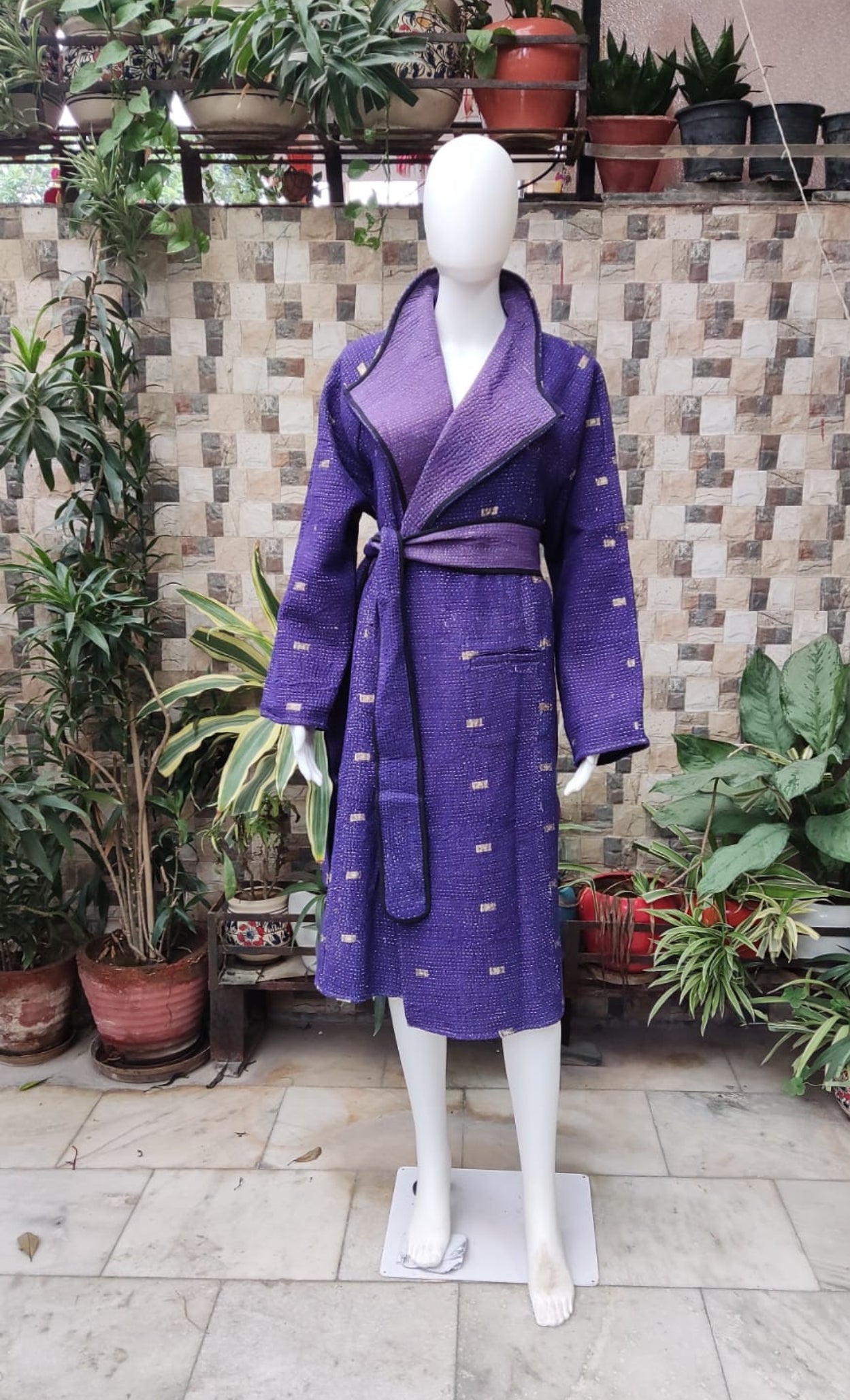 Vintage kantha trench