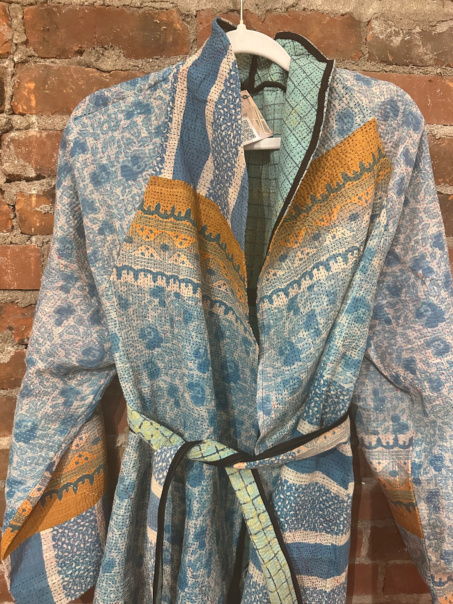 Vintage kantha trench- blues