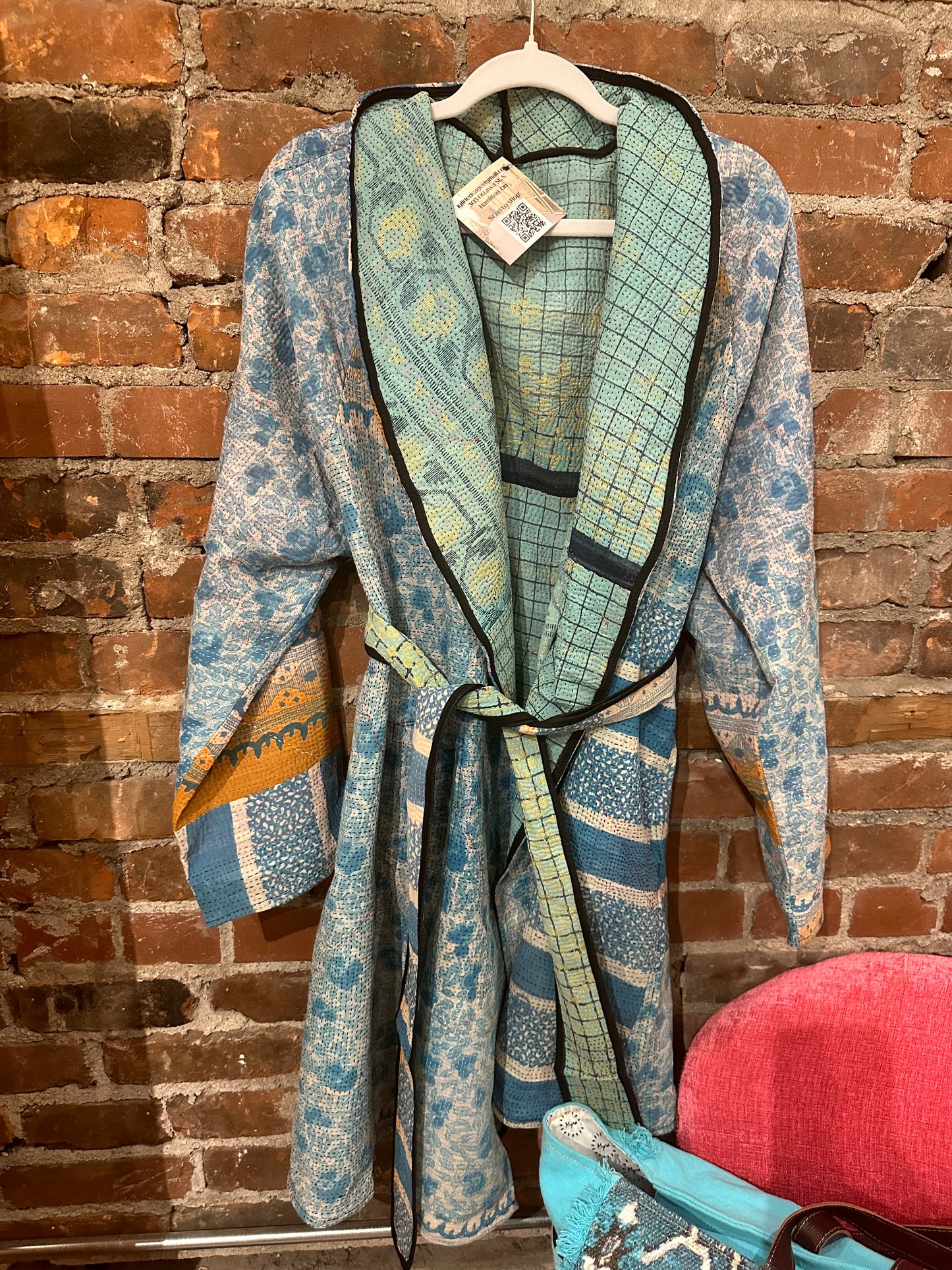 Vintage kantha trench- blues