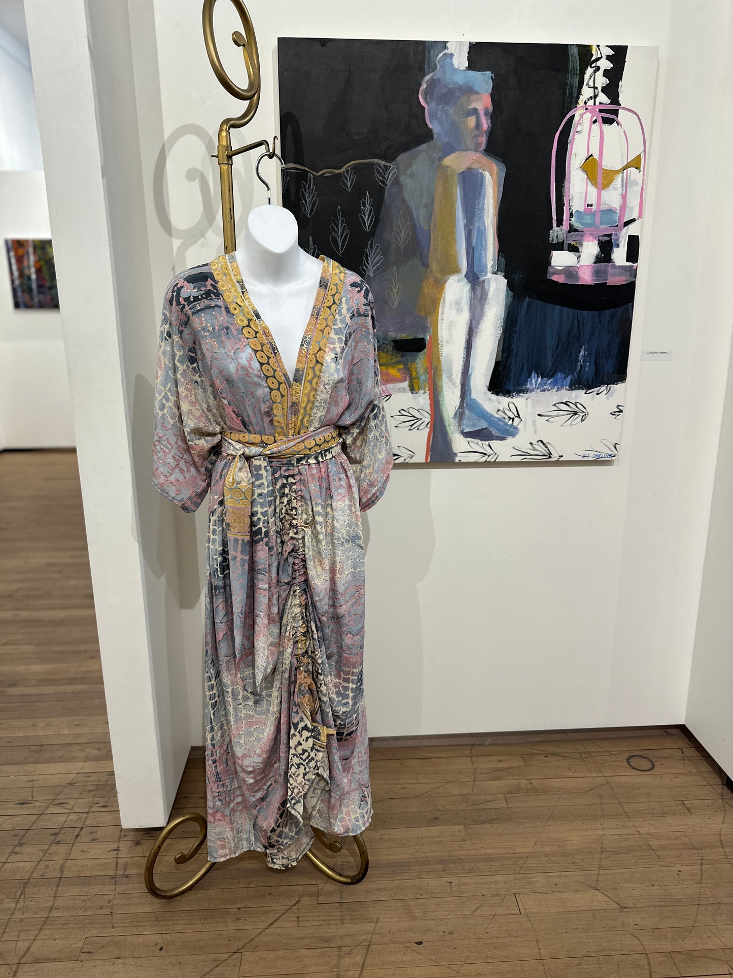 The Haven kimono sleeved dress-pink/blue/gold