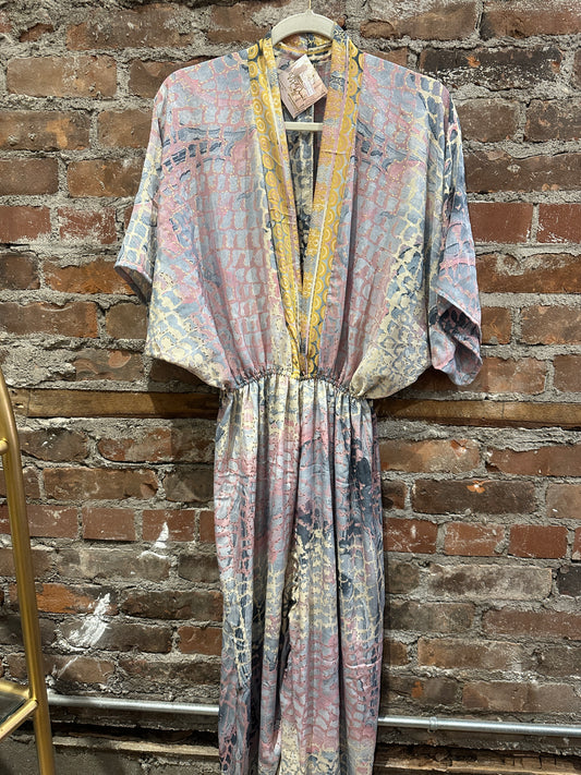 The Haven kimono sleeved dress-pink/blue/gold (Copy)