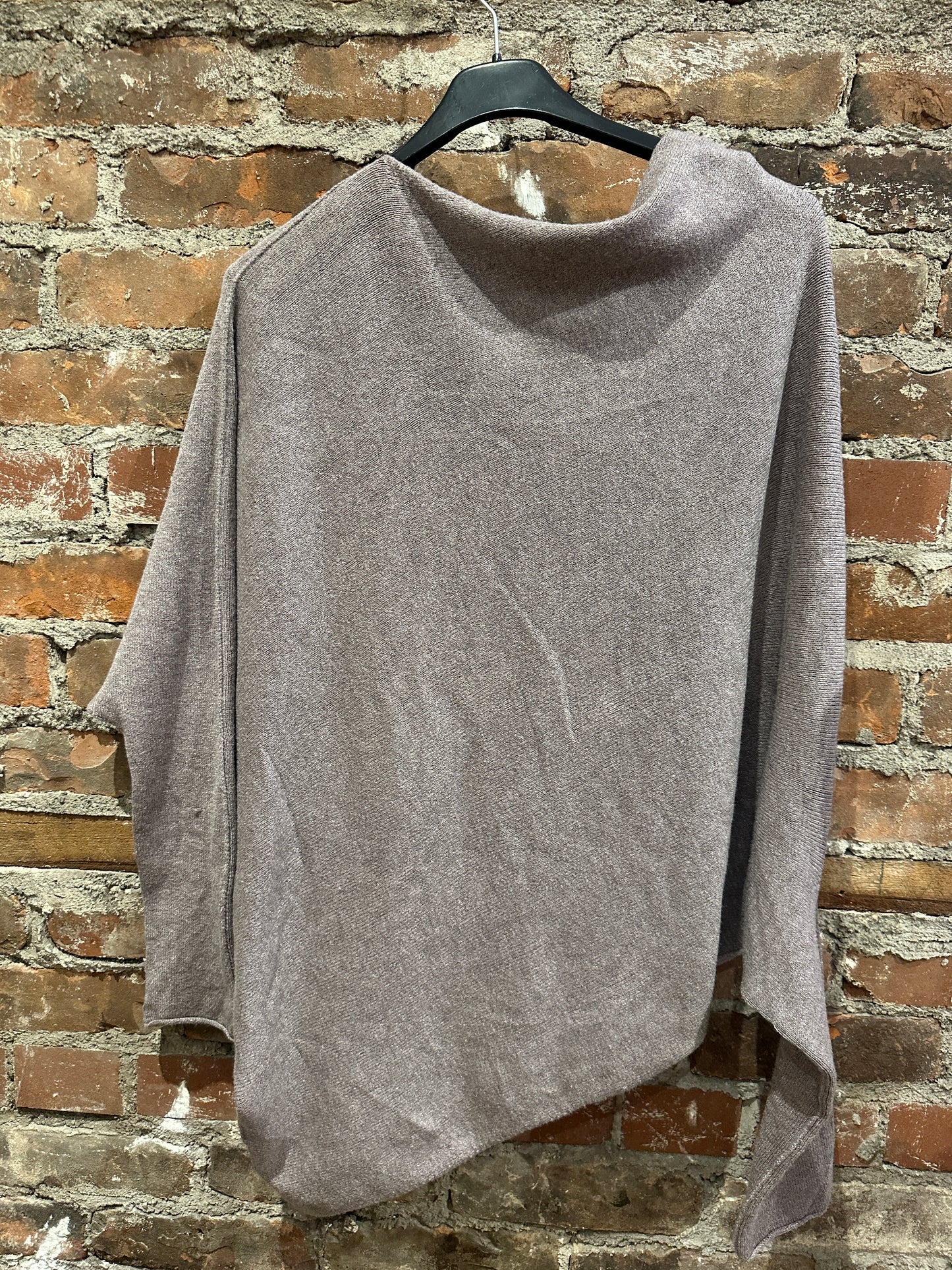 Cashmere feel asymmetrical sweater -taupe
