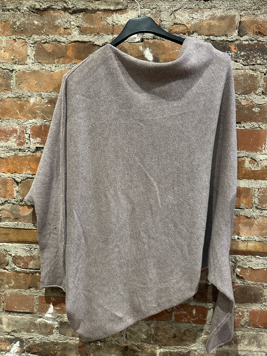 Cashmere feel asymmetrical sweater -taupe