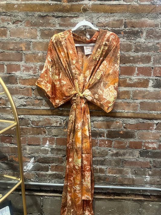 The Haven kimono sleeved dress- rust
