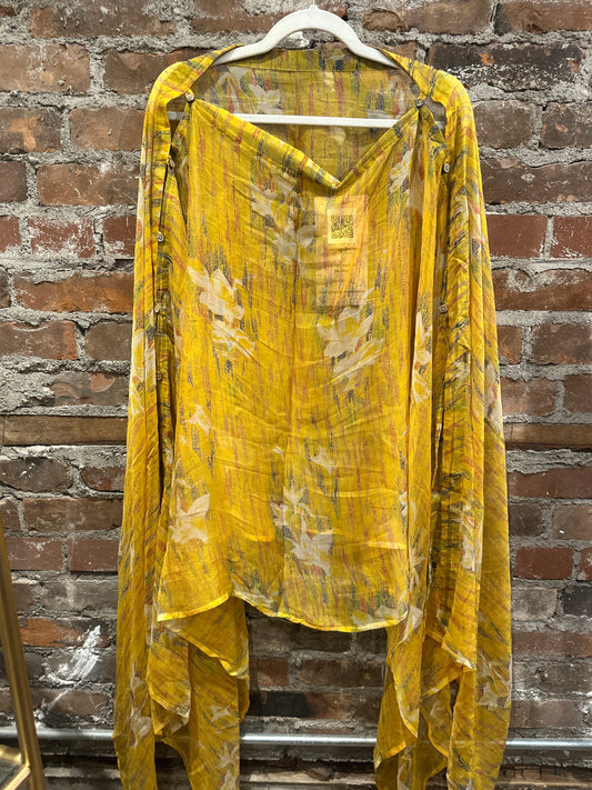 Vintage silk multi way cape - saffron