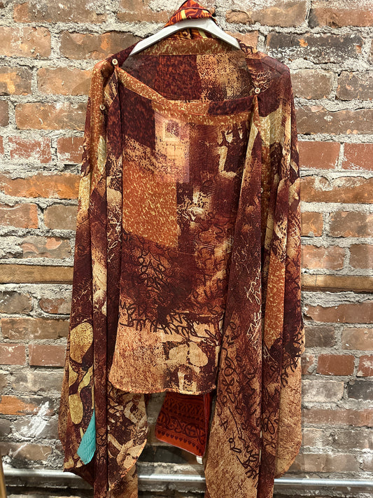 Vintage silk multi way cape - rusts