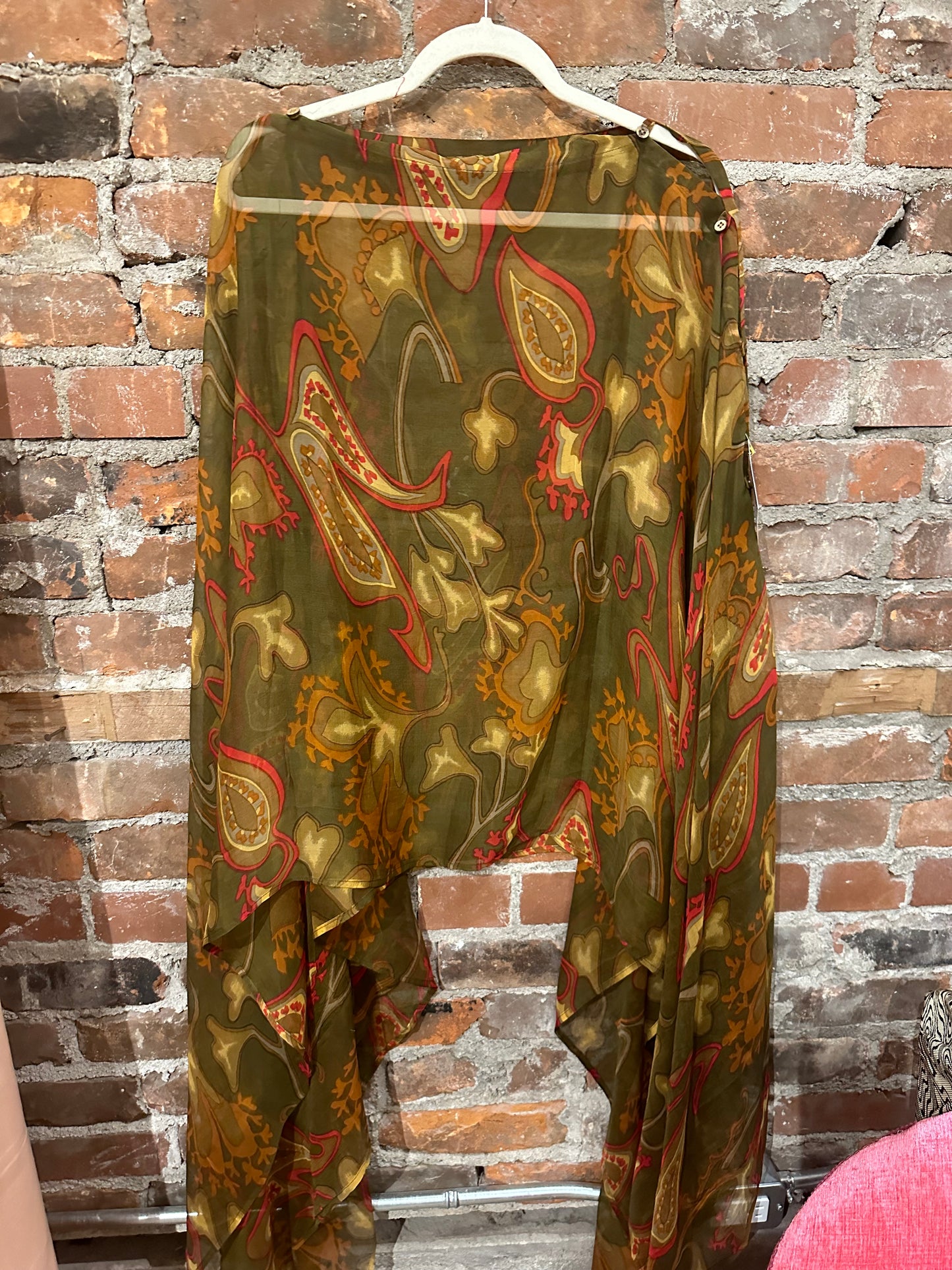 Vintage silk multi way cape-olive