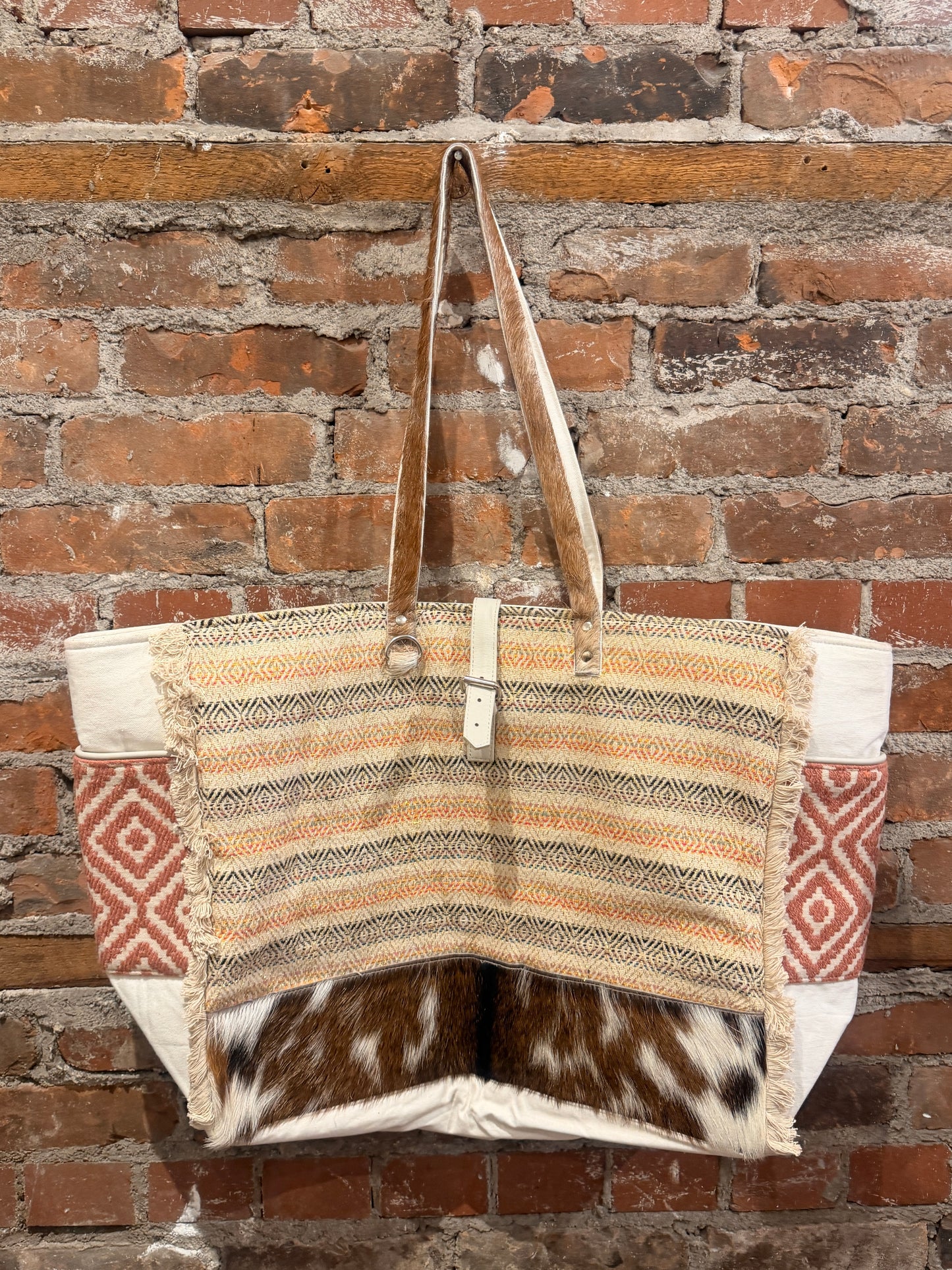 Handmade Carpet Weekender Bag- cream