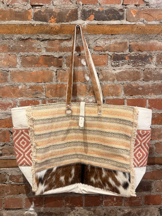 Handmade Carpet Weekender Bag- cream