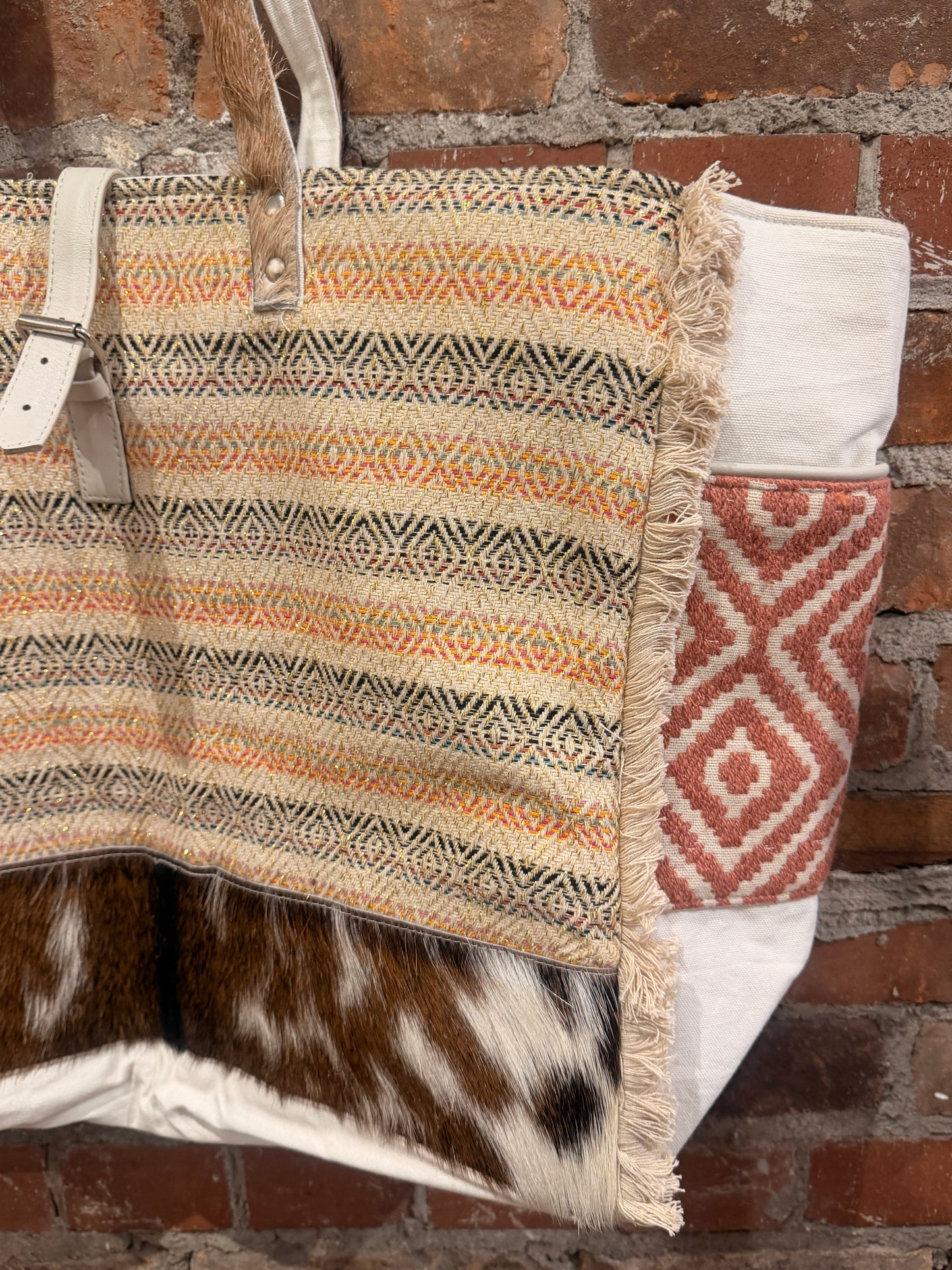 Handmade Carpet Weekender Bag- cream