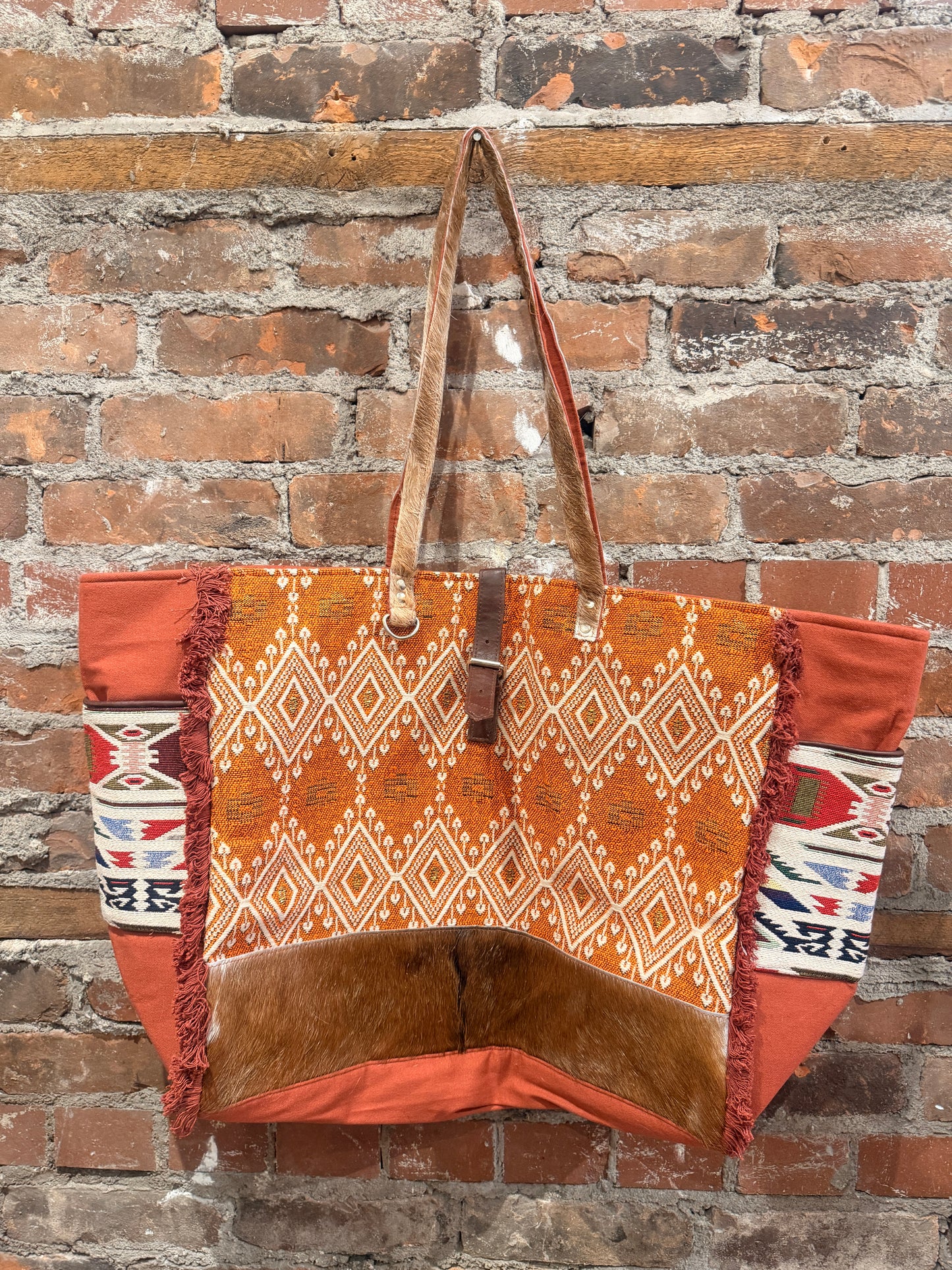 Handmade Carpet Weekender Bag- rust