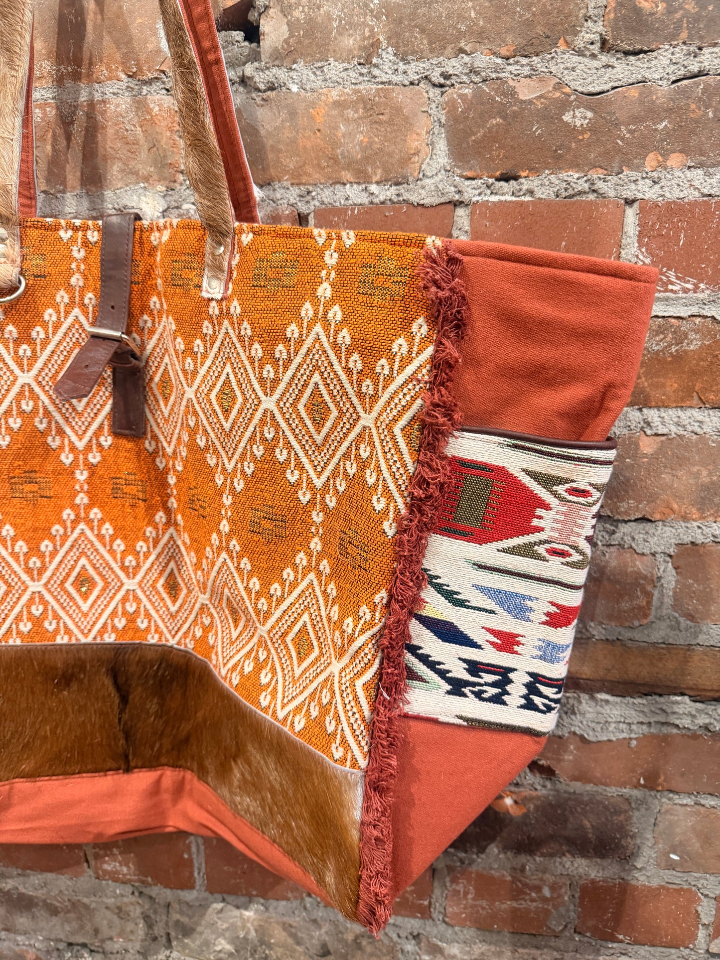 Handmade Carpet Weekender Bag- rust