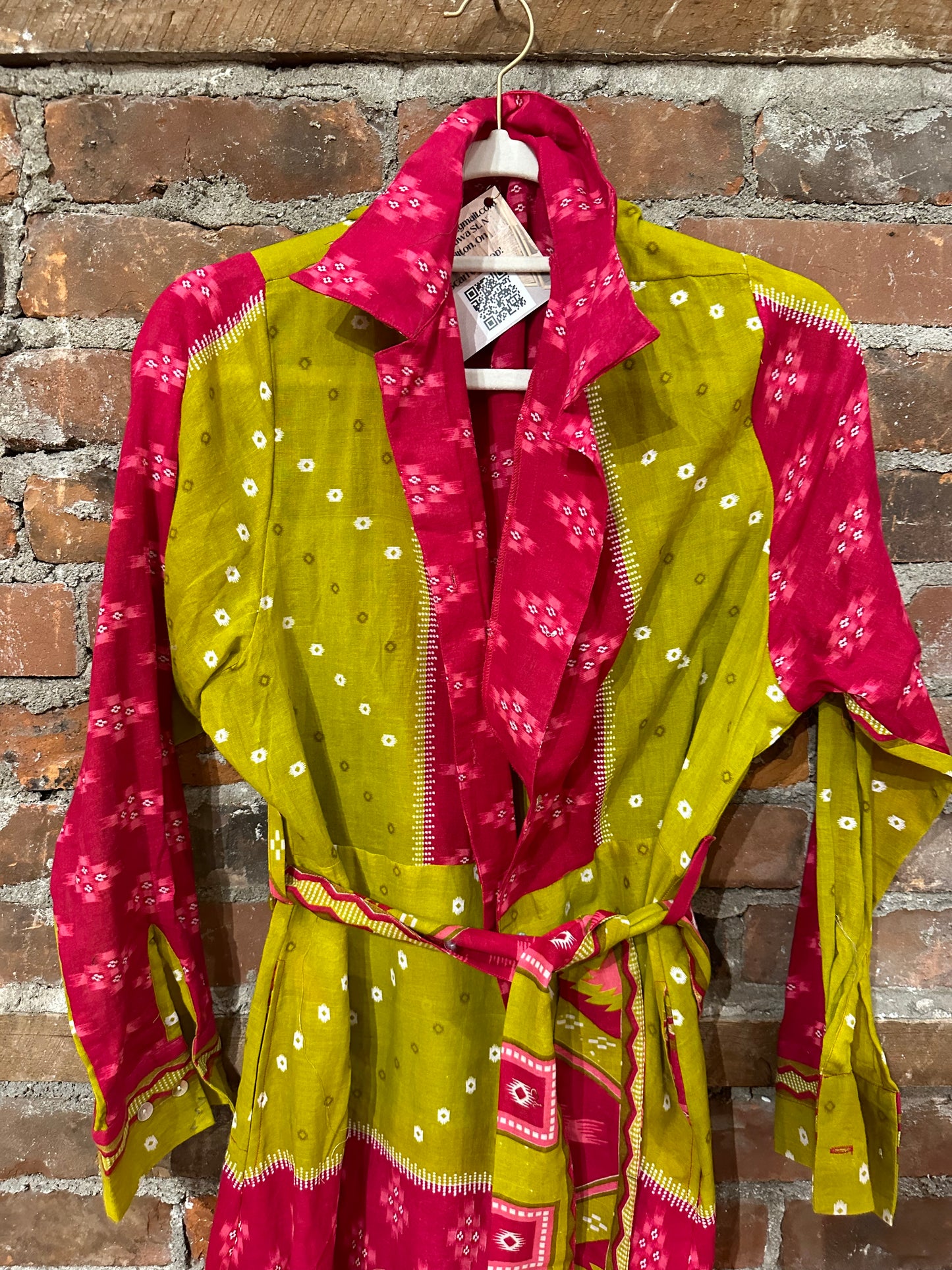 A line maxi shirt dress - hot pink/chartruese