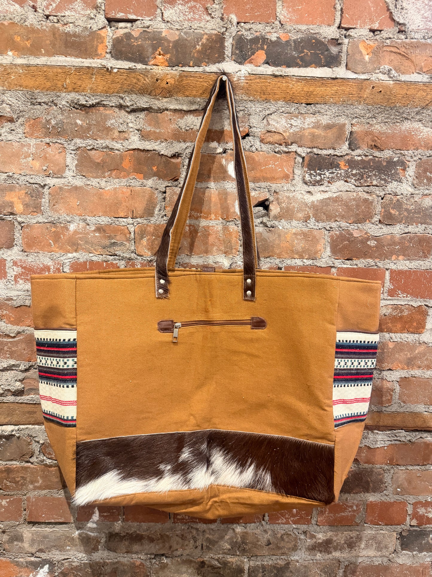 Handmade Carpet Weekender Bag-  brown/pink