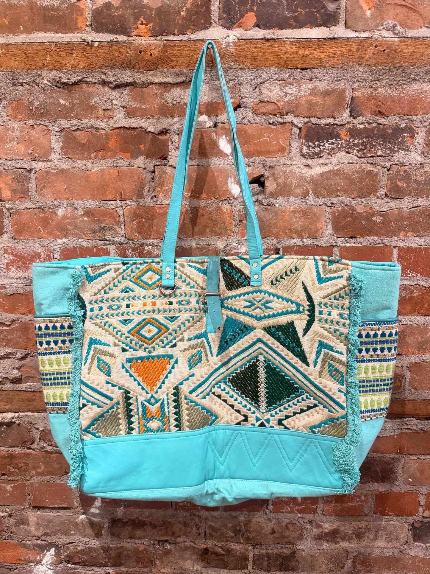Handmade Carpet Weekender Bag-  turquoise