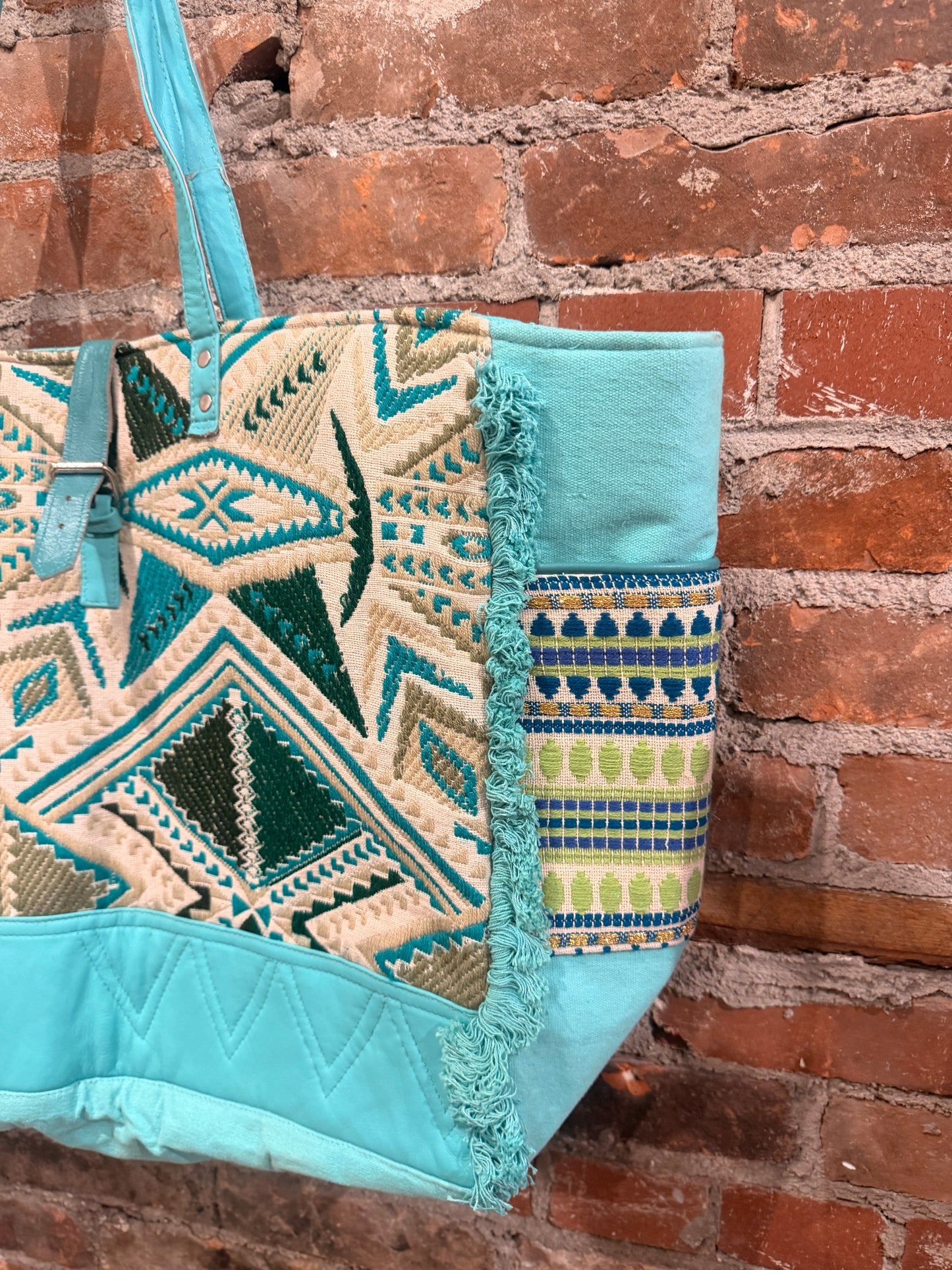 Handmade Carpet Weekender Bag-  turquoise