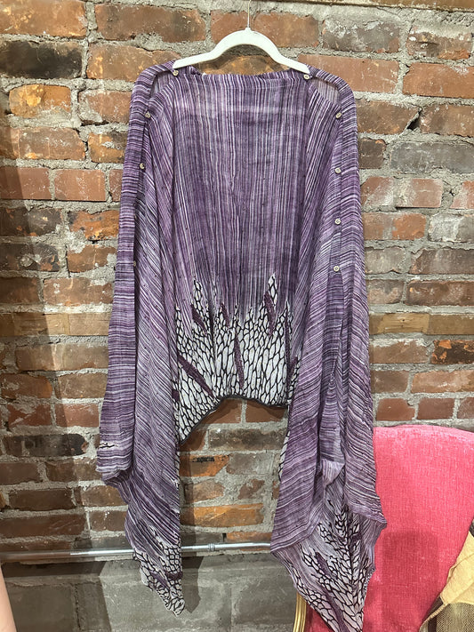 Vintage silk multi way cape-purple sequenced