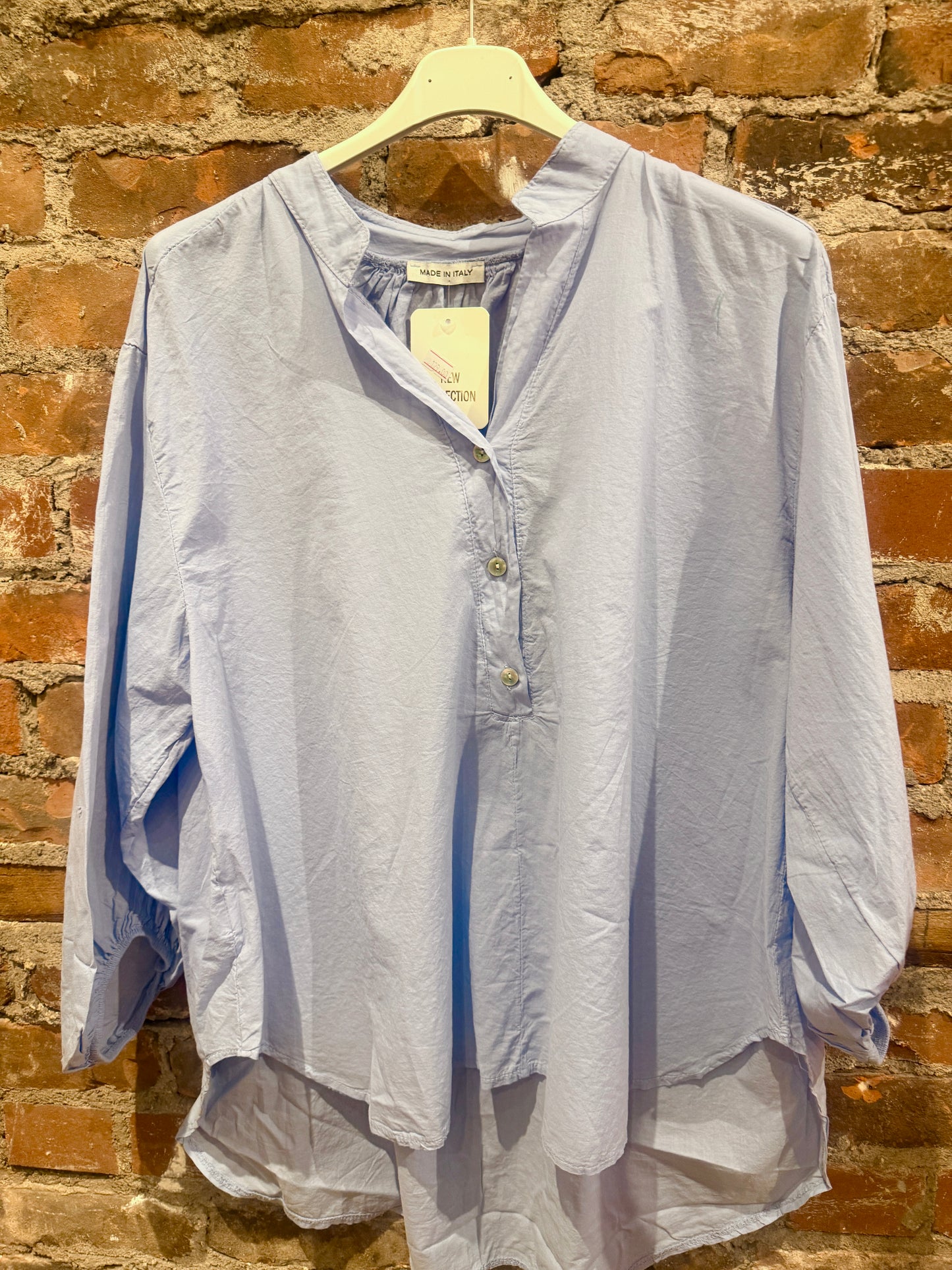 Oversized cotton blouse - light blue